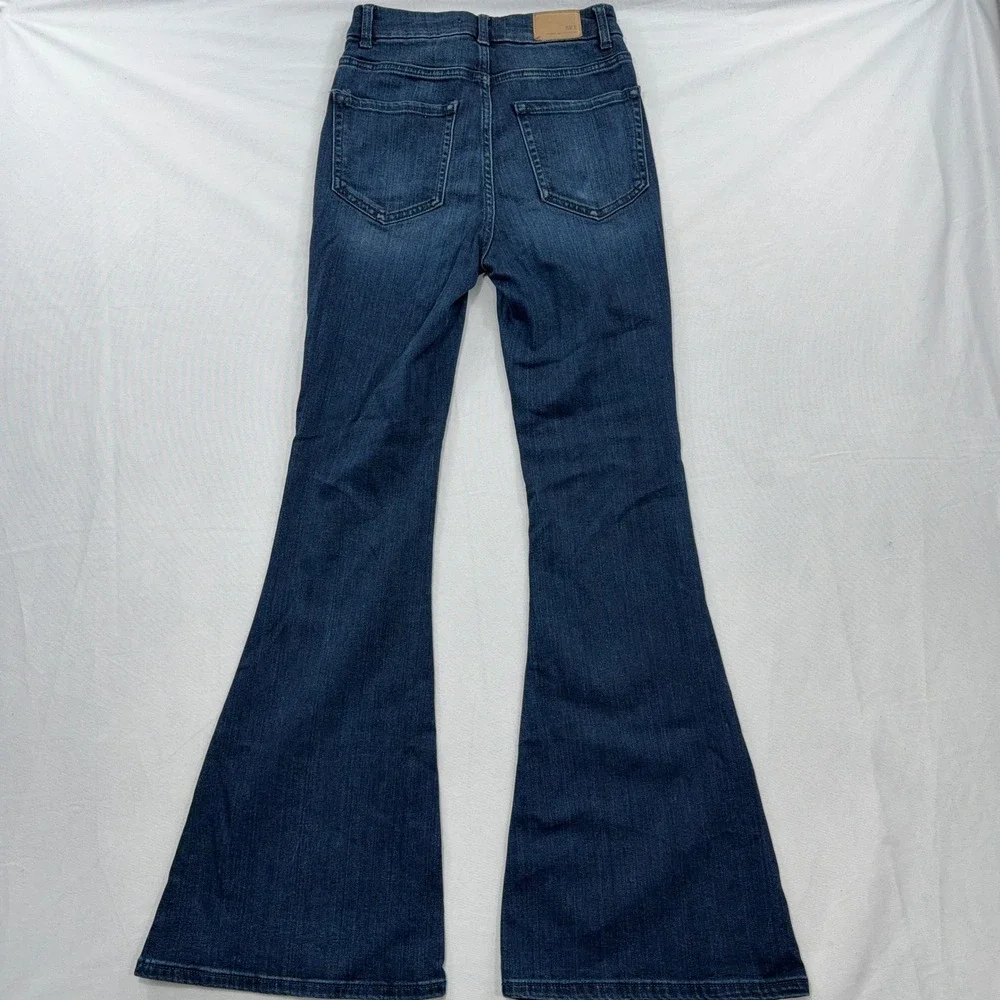 BKE Jeans Billie High Rise Flare Slim Fit Dark Wash Denim Blue Womens 25 x 31.5